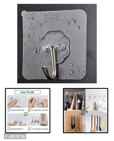 Self Adhesive Strong Hooks use for Wall, Diwal, Office, Furniture, Waterproof and Oil Proof Also use Kitchen, Bathroom, Ceiling Office, Window, Multiuse Hook. (10)-thumb0