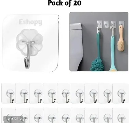 Self Adhesive Strong Hooks use for Wall, Diwal, Office, Furniture, Waterproof and Oil Proof Also use Kitchen, Bathroom, Ceiling Office, Window, Multiuse Hook. (20)-thumb0