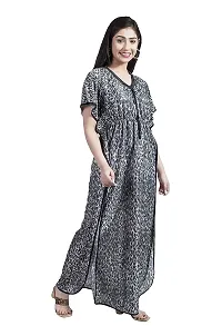 Women 3Pes Combo Satin Printed Maxi Kaftan Nighty Kaftan Night Gown-thumb2