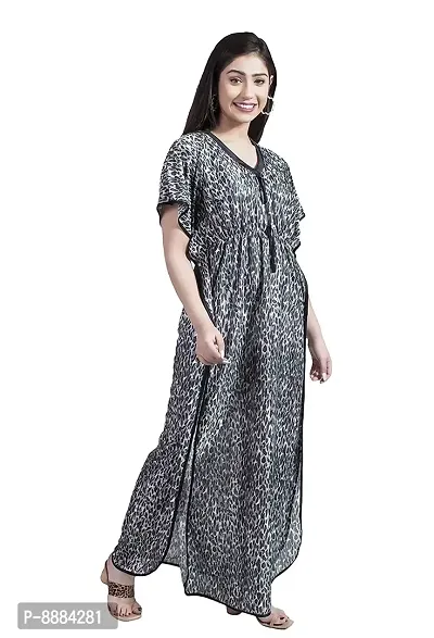 Women 3Pes Combo Satin Printed Maxi Kaftan Nighty Kaftan Night Gown-thumb3