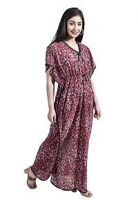 Women 3Pes Combo Satin Printed Maxi Kaftan Nighty Kaftan Night Gown-thumb2