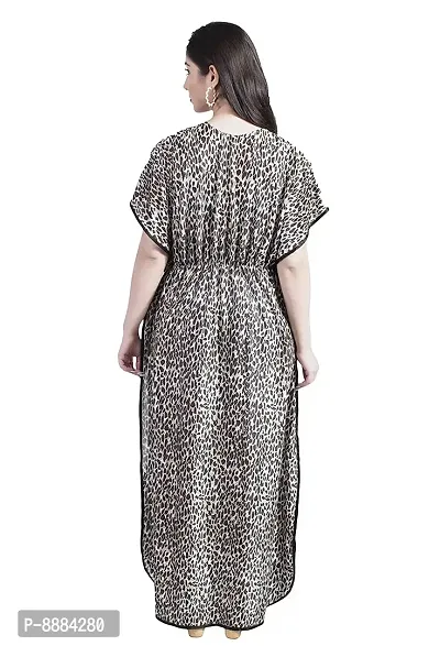 Women 3Pes Combo Satin Printed Maxi Kaftan Nighty Kaftan Night Gown-thumb2