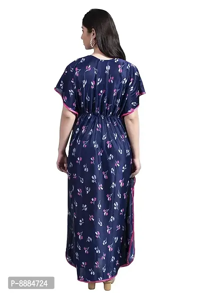 Women Combo Satin Printed Maxi Kaftan Nighty Kaftan Nighty Gown-thumb2