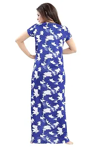 Comfortable Satin Printed Blue Maternity Wear Nighty For Women-thumb1