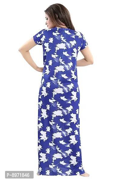 Comfortable Satin Printed Blue Maternity Wear Nighty For Women-thumb2