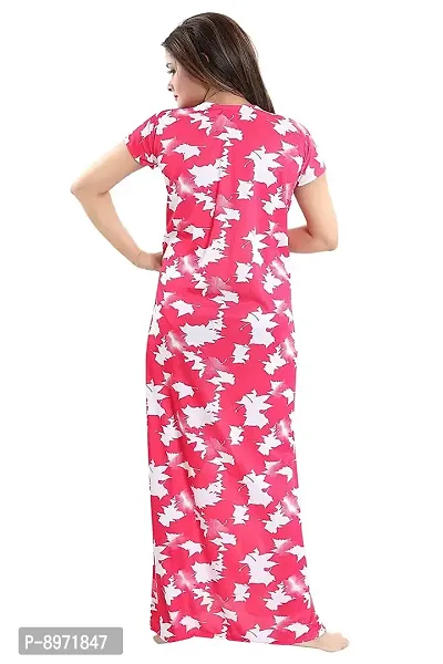 Comfortable Satin Printed Red Maternity Wear Nighty For Women-thumb2