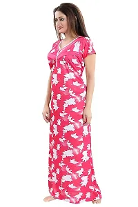 Comfortable Satin Printed Red Maternity Wear Nighty For Women-thumb3