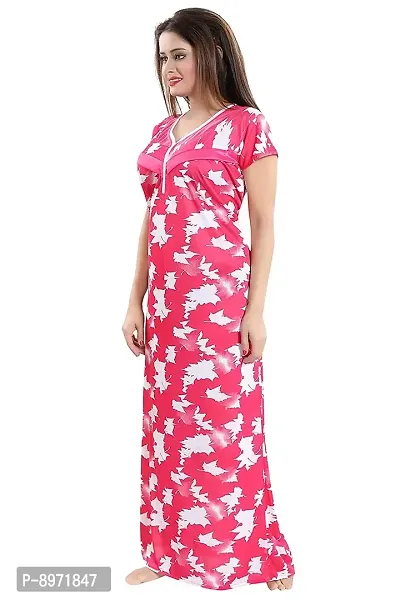 Comfortable Satin Printed Red Maternity Wear Nighty For Women-thumb4