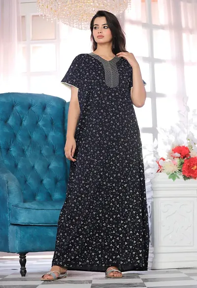Premium Cotton Embroidery Nighty/Night Gown For Women