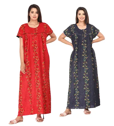 Premium Cotton Nighty/Night Gown For Women Pack Of 2