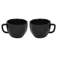 Purezento Ceramic Handcrafted Glossy Finish Coffee and Tea Mugs Diamond Cut (Black,180 ml, Pack of 2), Gift Pack-thumb4