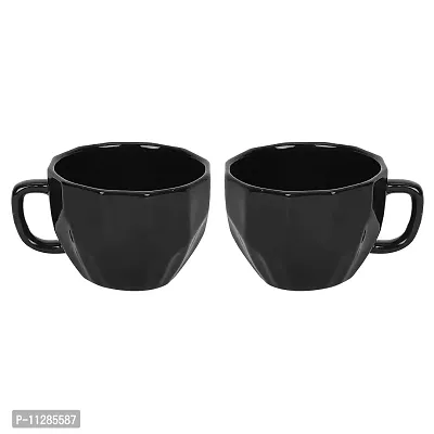 Purezento Ceramic Handcrafted Glossy Finish Coffee and Tea Mugs Diamond Cut (Black,180 ml, Pack of 2), Gift Pack-thumb5