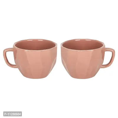 Purezento Ceramic Handcrafted Glossy Finish Coffee and Tea Mugs Diamond Cut (Pink,180 ml, Pack of 2), Gift Pack-thumb2