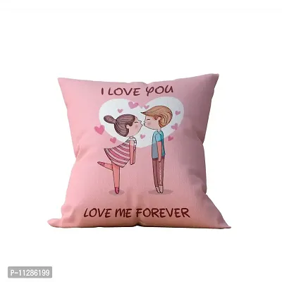 Purezento I Love You, Love Me Forever Valentine Gifts Cushion Cover with Filler- The Most Romantic and Attractive Gift to Express Your Love| Soft Fabric, Washable & Long-Lasting Cushion Cover