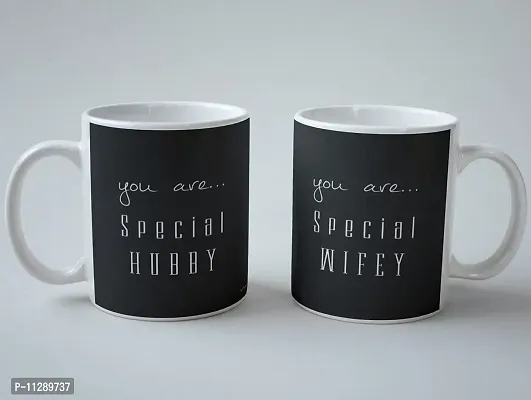 PUREZENTO ""You are Special Hubby Wifey Couple Ceramic Tea/Coffee Mug for Valentine Day Gift for Girlfriend, Boyfriend,Husband and Wife,Friends,Anniversary,Hubby Wifey,Birthday ,Set of 2-thumb0