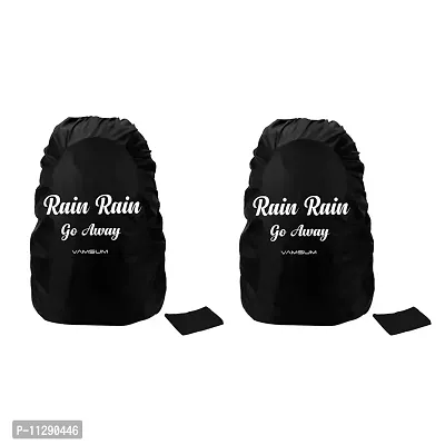 Vamsum Waterproof Backpack Rain/Dust Cover, Black Color Free Size (Rain Rain Go Away Quote)_Pack Of 2