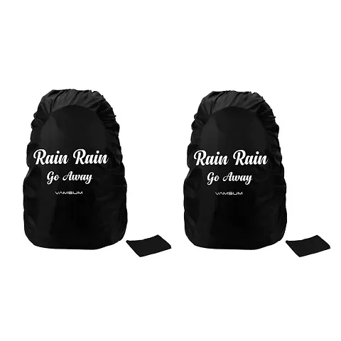 Vamsum Waterproof Backpack Rain/Dust Cover, Black Color Free Size (Rain Rain Go Away Quote)_Pack Of 2