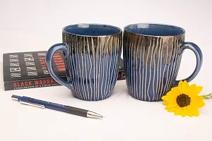 PUREZENTO Ceramic Indigo Blue Attractive line Studio Pottery with Glossy Finish Ceramic Coffee/Tea Mug-thumb3