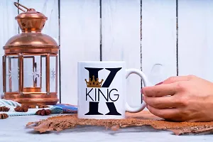 PUREZENTO ""King Queen Couple Ceramic Tea/Coffee Mug for Valentine Day Gift for Girlfriend, Boyfriend,Husband and Wife,Friends,Anniversary,Hubby Wifey,Birthday ,Set of 2-thumb1