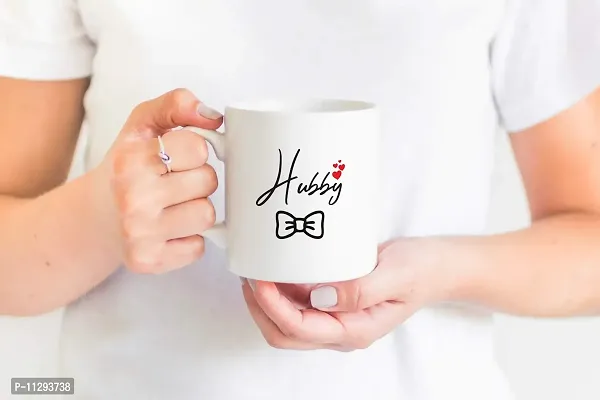 PUREZENTO ""Hubby Wifey Date Couple Ceramic Tea/Coffee Mug for Valentine Day Gift for Girlfriend, Boyfriend,Husband and Wife,Friends,Anniversary,Hubby Wifey,Birthday ,Set of 2-thumb2