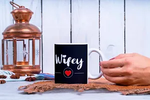 Purezento ""Hubby Love Wifey Love"" Couple Ceramic Tea/Coffee Mug for Valentine Day Gift for Girlfriend, Boyfriend,Husband and Wife,Friends,Anniversary,Hubby Wifey,Birthday ,Set of 2-thumb2