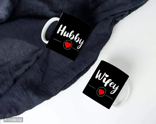 Purezento ""Hubby Love Wifey Love"" Couple Ceramic Tea/Coffee Mug for Valentine Day Gift for Girlfriend, Boyfriend,Husband and Wife,Friends,Anniversary,Hubby Wifey,Birthday ,Set of 2-thumb4