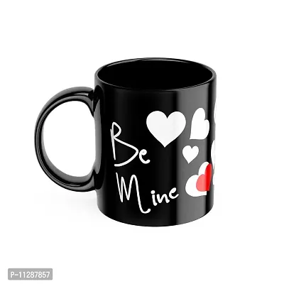 Purezento Be Mine Valentine Gift for Couple/Bf/Gf/Husband/Wife Ceramic Coffee Full Black Mug (350 ml)(Pack of 1)