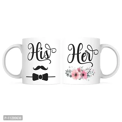 PUREZENTO His Her Couple Ceramic Tea/Coffee Mug for Valentine Day Gift for Girlfriend, Boyfriend,Husband and Wife,Friends,Anniversary,Hubby Wifey,Birthday ,Set of 2