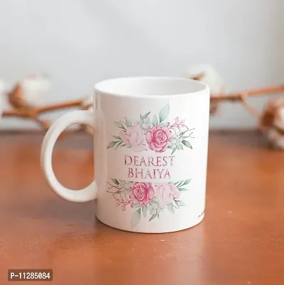 PUREZENTO?Dearest Bhiaiya Floral Design gfit for bhai on Special Occasions of raksha bandhan Ceramic Coffee Mug-thumb4