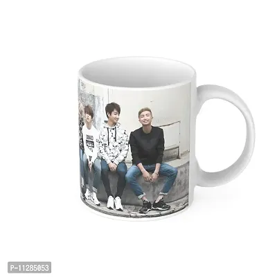 PUREZENTO Ceramic BTS Boys Bangtan Music Brand Kpop Printed Coffee Tea/Milk Mug (White, 350ml)