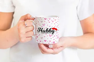 PUREZENTO ""Hubby. Wifey. Couple Ceramic Tea/Coffee Mug for Valentine Day Gift for Girlfriend, Boyfriend,Husband and Wife,Friends,Anniversary,Hubby Wifey,Birthday ,Set of 2-thumb1