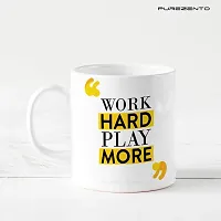 PUREZENTO Work Hard Play More Coffee Tea Mug/ Milk Mug(Pack of 1)-thumb1