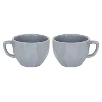 Purezento Ceramic Handcrafted Glossy Finish Coffee and Tea Mugs Diamond Cut (Grey,180 ml, Pack of 2), Gift Pack-thumb1