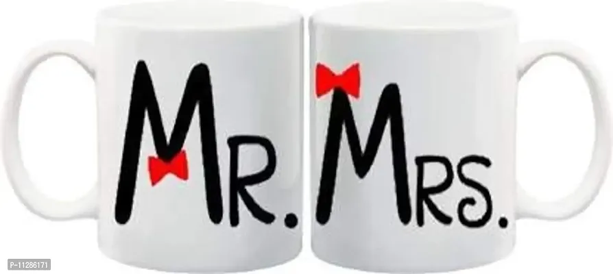 PUREZENTO Mr. Mrs. Couple Ceramic Tea/Coffee Mug for Valentine Day Gift for Girlfriend, Boyfriend,Husband and Wife,Friends,Anniversary,Hubby Wifey,Birthday ,Set of 2