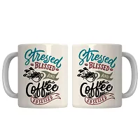 PUREZENTO Stressed Blessed Coffee Obssessed Coffee Tea /Milk Cup (Pack of 1)-thumb3