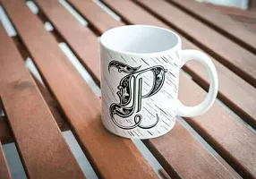 PUREZENTO Alphabet P Ceramic Mug (Pack of 1)| C Handle |-thumb4