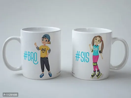 PUREZENTO?# Bro # Sis Raksha Bandhan Special Design for Brother Sister Ceramic Coffee Mug