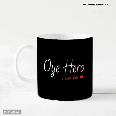 PUREZENTO ""Oye Hero Oye Heroine"" Couple Ceramic Tea/Coffee Mug for Valentine Day Gift for Girlfriend, Boyfriend,Husband and Wife,Friends,Anniversary,Hubby Wifey,Birthday ,Set of 2-thumb2