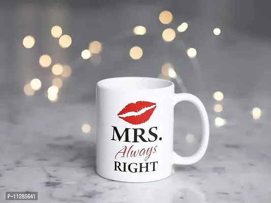 PUREZENTO ""MR Never Wrong MRS Always Right Couple Ceramic Tea/Coffee Mug for Valentine Day Gift for Girlfriend, Boyfriend,Husband and Wife,Friends,Anniversary,Hubby Wifey,Birthday ,Set of 2-thumb3