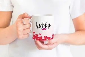 PUREZENTO Hubby Wifey Couple Ceramic Tea/Coffee Mug for Valentine Day Gift for Girlfriend, Boyfriend,Husband and Wife,Friends,Anniversary,Hubby Wifey,Birthday ,Set of 2-thumb1