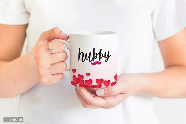 PUREZENTO Hubby Wifey Couple Ceramic Tea/Coffee Mug for Valentine Day Gift for Girlfriend, Boyfriend,Husband and Wife,Friends,Anniversary,Hubby Wifey,Birthday ,Set of 2-thumb2