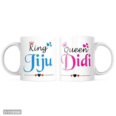 PUREZENTO King JIJU Queen DIDI Best Gift Coffee Mug for JIJU DIDI Ceramic Coffee Tea / Milk M UG(Pack of 2)-thumb0