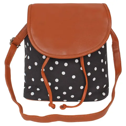 Vamsum Women's Girls' Backpack Hangabag Sling Bag (Black Polka)