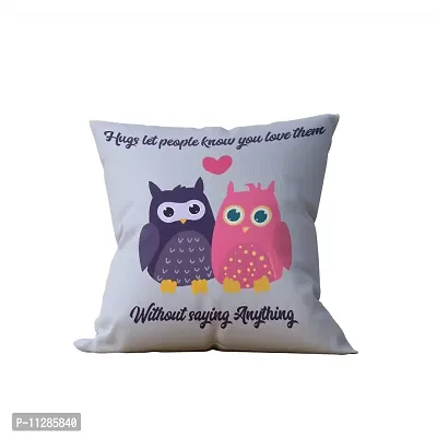 Purezento Hugs Let People Know You Love Them Printed Gifts Cushion Cover with Filler- The Most Romantic and Attractive Gift to Express Your Love| Soft Fabric, Washable & Long-Lasting Cushion Cover-thumb0