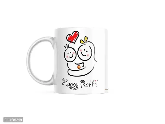 PUREZENTO?Happy Rakhi Cartoon Brother Sister Design/ Raksha Bandhan Ceramic Coffee Mug-thumb0