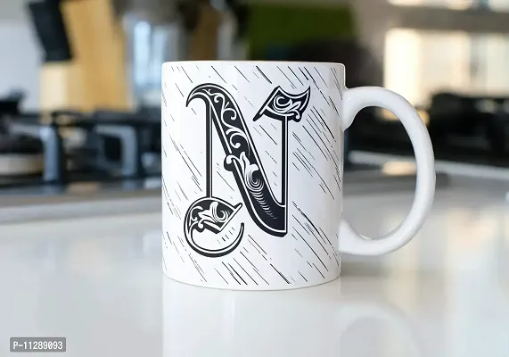 PUREZENTO Alphabet N Ceramic Mug (Pack of 1)| C Handle |-thumb5