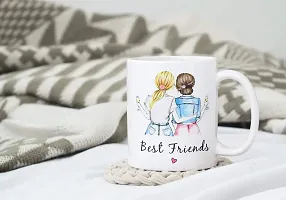 PUREZENTO Best Friend Two Girls 350 ml Coffee Mug|Coffee Mugs with Large Handles for Men,Women,Ceramic Mug for Coffee Tea Cocoa,Easy to Clean & Hold,for Morning Coffee,Birthday,Party-thumb1