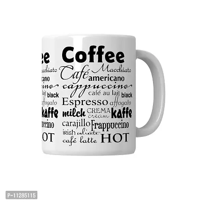 PUREZENTO Coffee Word Clouds Coffee Tea/Milk Cup (Pack of 1)-thumb0