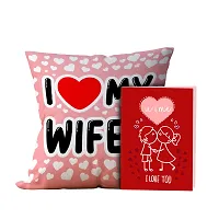 Purezento I Love My Wifey Printed Valentine Gifts Cushion Cover with Filler- The Most Romantic and Attractive Gift to Express Your Love| Soft Fabric, Washable & Long-Lasting Cushion Cover-thumb1