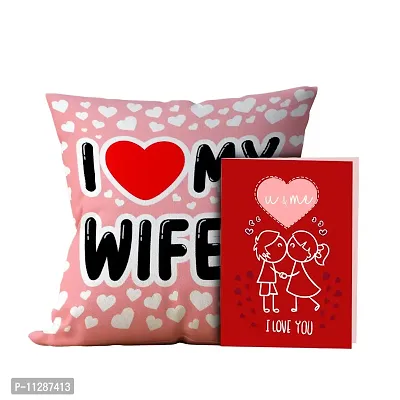 Purezento I Love My Wifey Printed Valentine Gifts Cushion Cover with Filler- The Most Romantic and Attractive Gift to Express Your Love| Soft Fabric, Washable & Long-Lasting Cushion Cover-thumb2